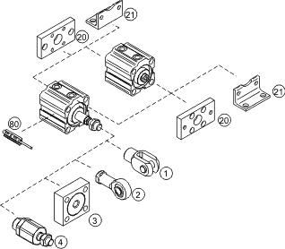 Příslušenství pro pneumatický válec s krátkým zdvihem