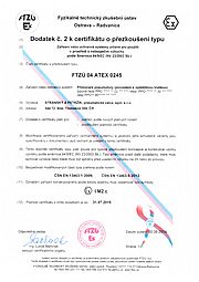 Certifikát přezkoušení typu FTZÚ 04 ATEX 0245 (typ PPO) Certifikát přezkoušení typu FTZÚ 04 ATEX 0245 (typ PPO)