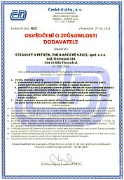 Certifikát technické způsobilosti dodavatele ČD