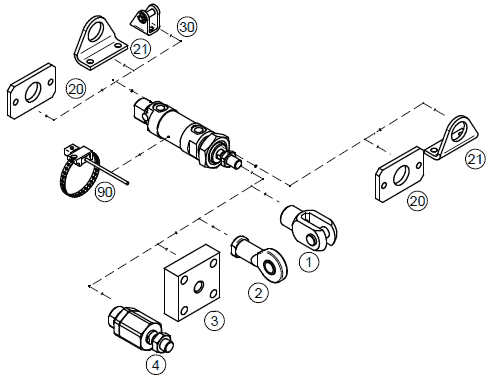 Příslušenství pro pneumatický válec dvojčinný DIN ISO 6432, řady MCKMI